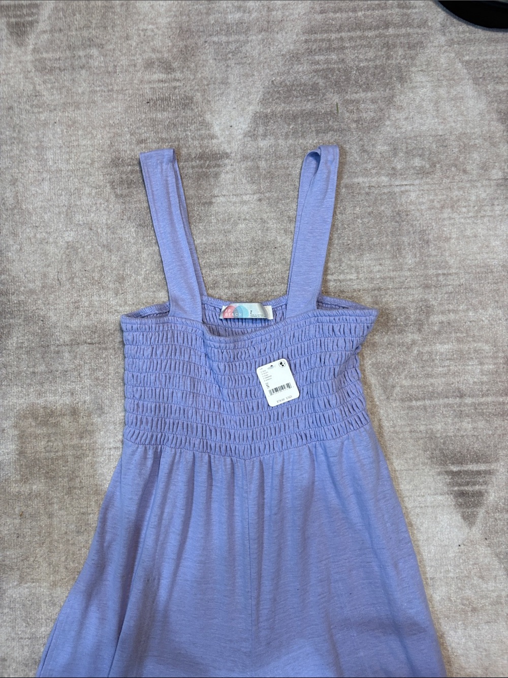 Smocked Lavender Wide-Leg Jumpsuit - Picture 3 of 5